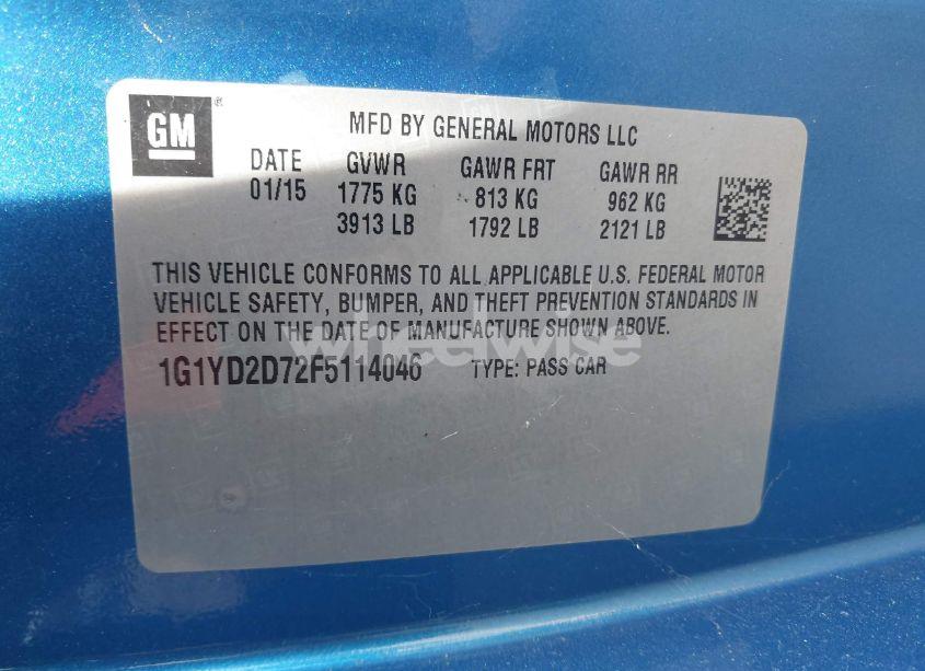 Photo 9 of 2015 Chevrolet Corvette STINGRAY (VIN 1G1YD2D72F5114046)