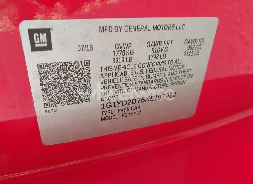 Photo 9 of 2019 Chevrolet Corvette STINGRAY (VIN 1G1YD2D75K5107912)