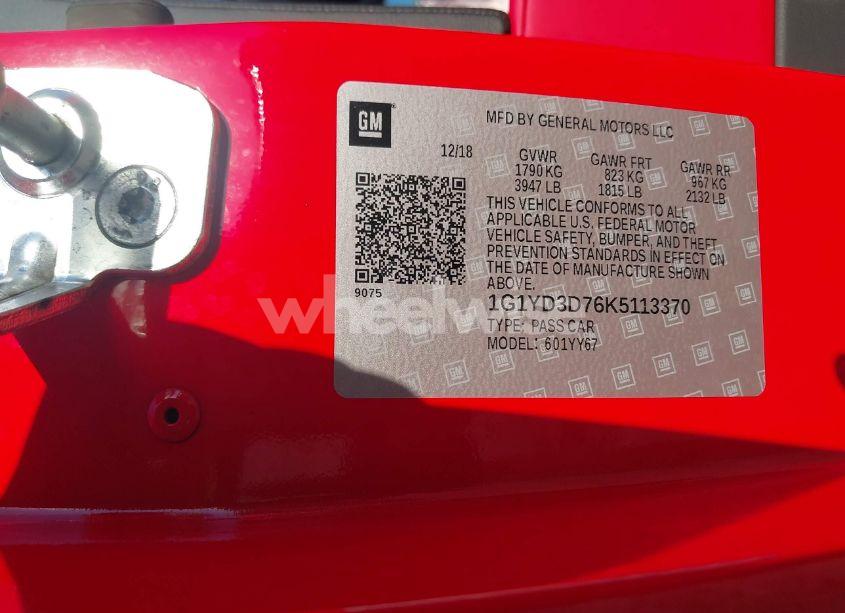 Photo 9 of 2019 Chevrolet Corvette STINGRAY (VIN 1G1YD3D76K5113370)