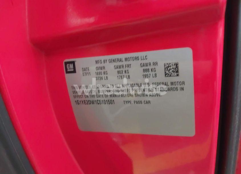 Photo 9 of 2012 Chevrolet Corvette (VIN 1G1YE2DW1C5101501)