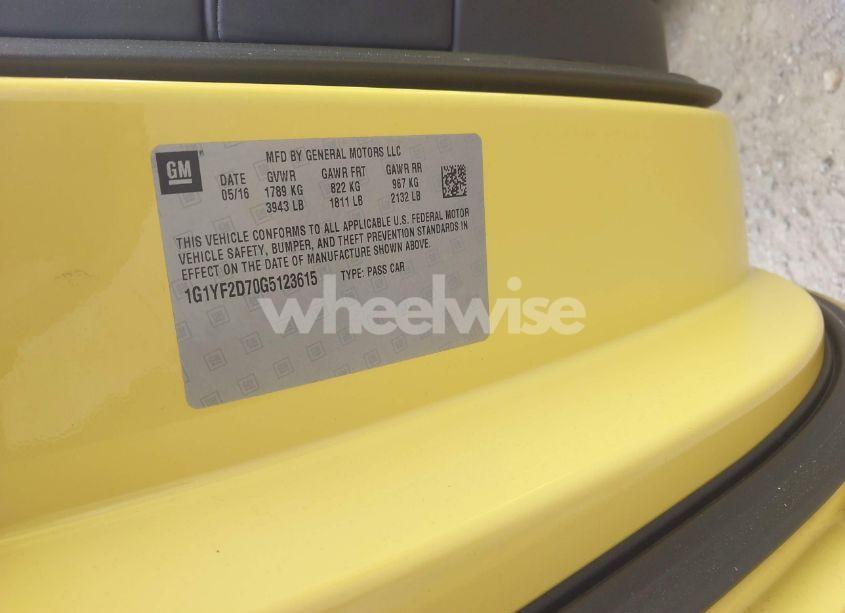 Photo 9 of 2016 Chevrolet Corvette STINGRAY (VIN 1G1YF2D70G5123615)