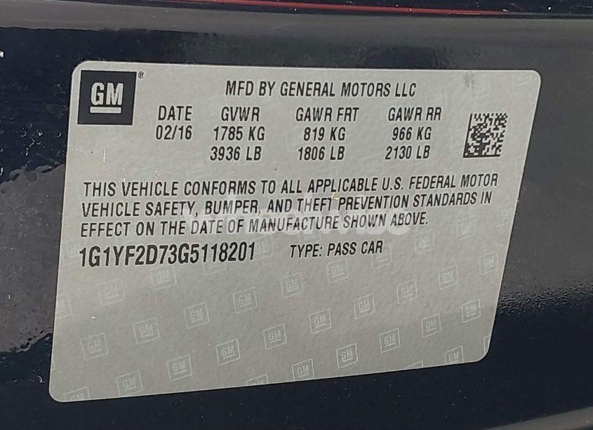 Photo 9 of 2016 Chevrolet Corvette STINGRAY (VIN 1G1YF2D73G5118201)