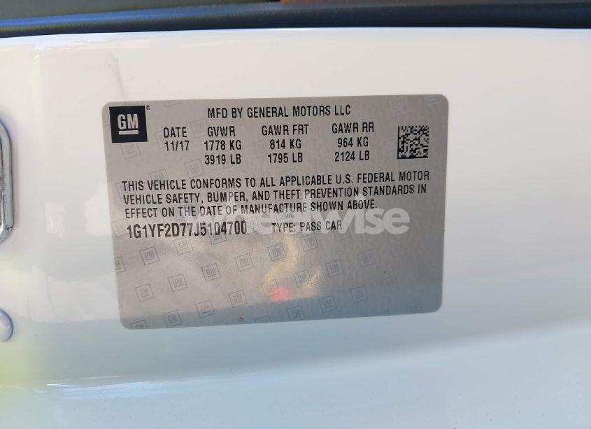 Photo 9 of 2018 Chevrolet Corvette STINGRAY (VIN 1G1YF2D77J5104700)