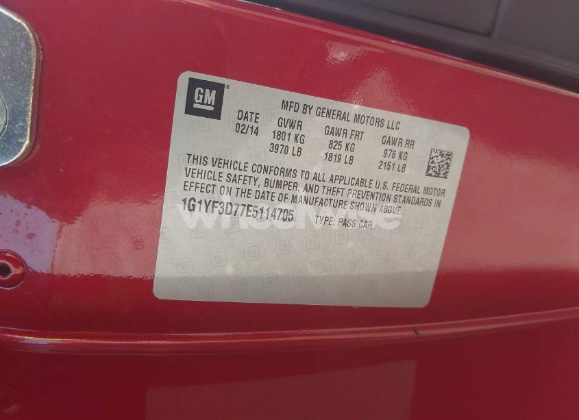 Photo 9 of 2014 Chevrolet Corvette STINGRAY (VIN 1G1YF3D77E5114705)