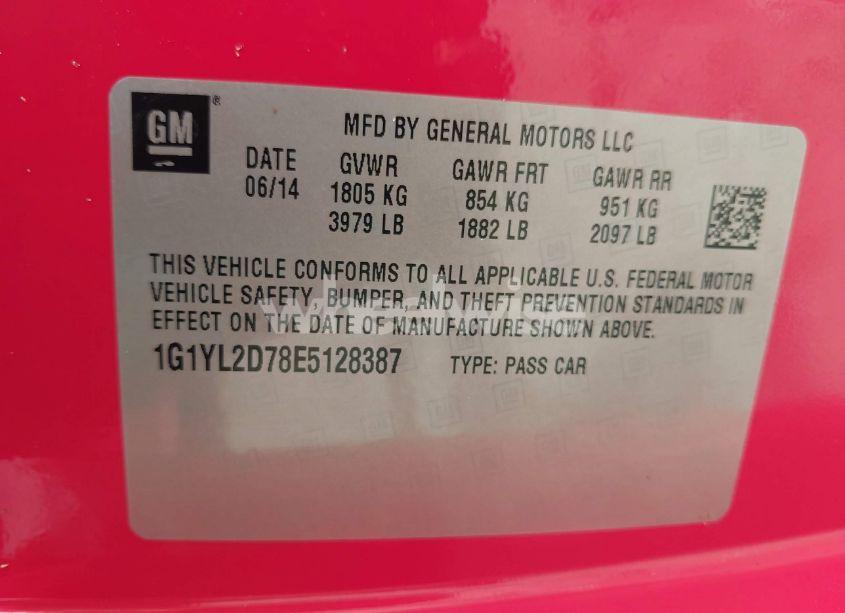 Photo 9 of 2014 Chevrolet Corvette STINGRAY Z51 (VIN 1G1YL2D78E5128387)