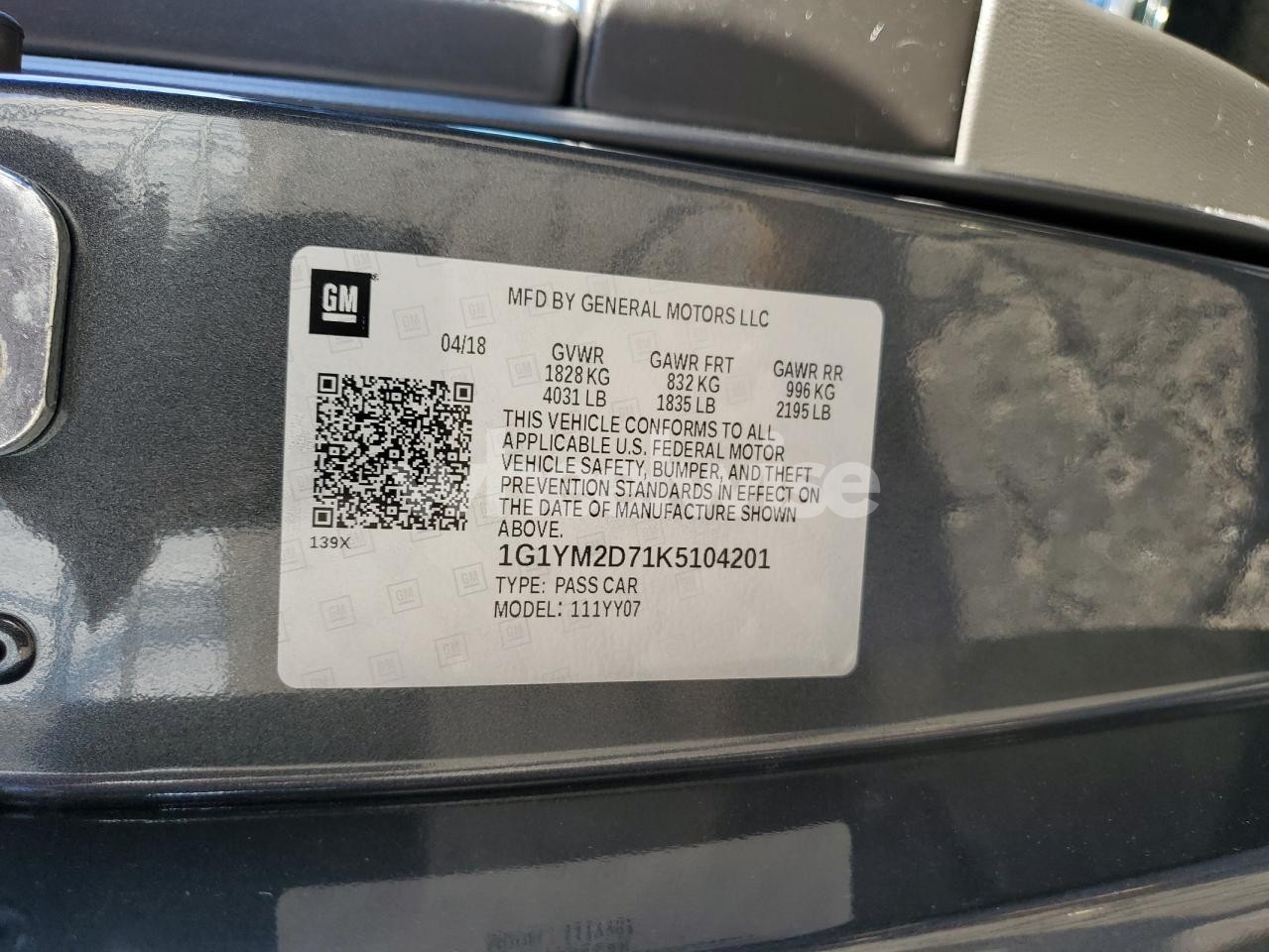 Photo 12 of 2019 CHEVROLET CORVETTE STINGRAY Z51 3LT (VIN 1G1YM2D71K5104201)