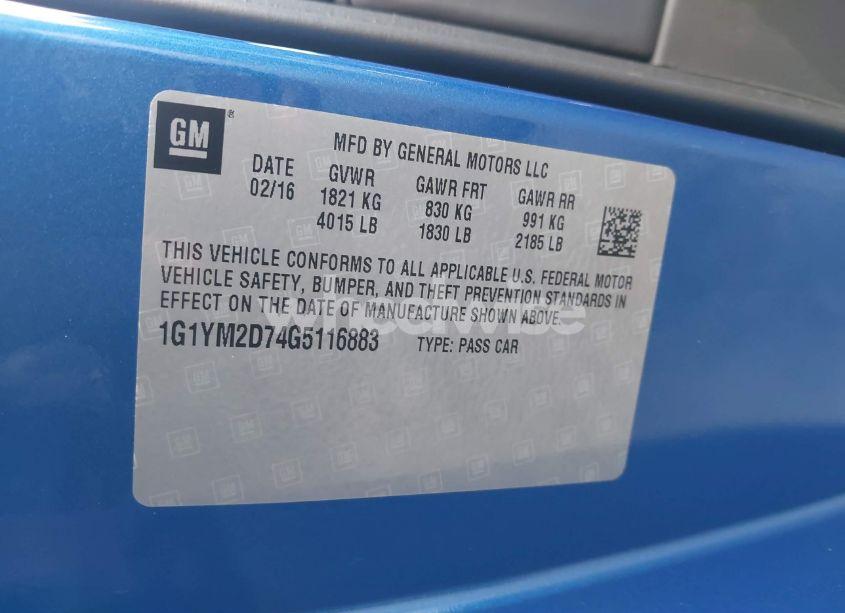 Photo 9 of 2016 Chevrolet Corvette STINGRAY Z51 (VIN 1G1YM2D74G5116883)