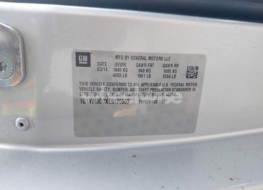 Photo 9 of 2014 Chevrolet Corvette STINGRAY Z51 (VIN 1G1YM3D7XE5120603)