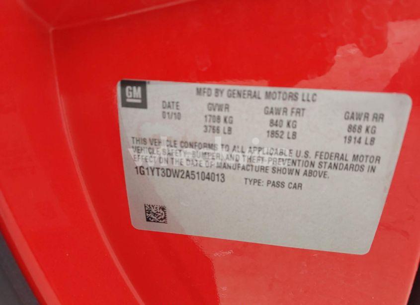 Photo 9 of 2010 Chevrolet Corvette GRAND SPORT (VIN 1G1YT3DW2A5104013)