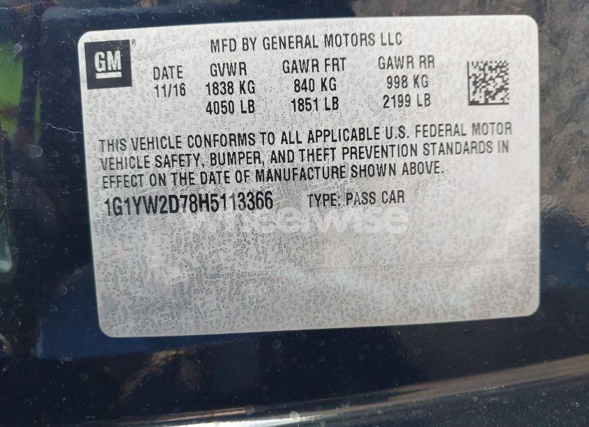 Photo 9 of 2017 Chevrolet Corvette GRAND SPORT (VIN 1G1YW2D78H5113366)