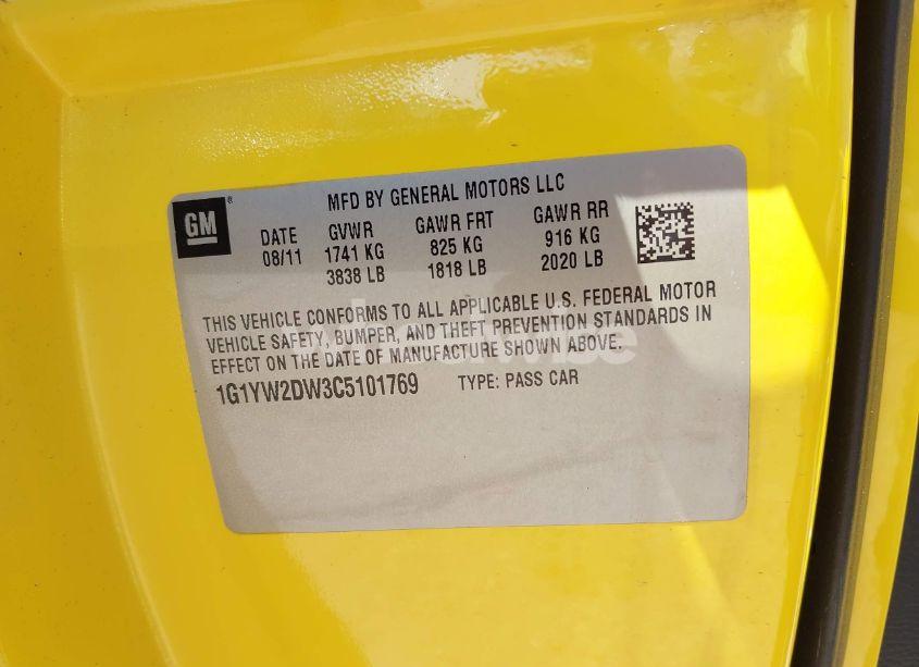 Photo 9 of 2012 Chevrolet Corvette GRAND SPORT (VIN 1G1YW2DW3C5101769)