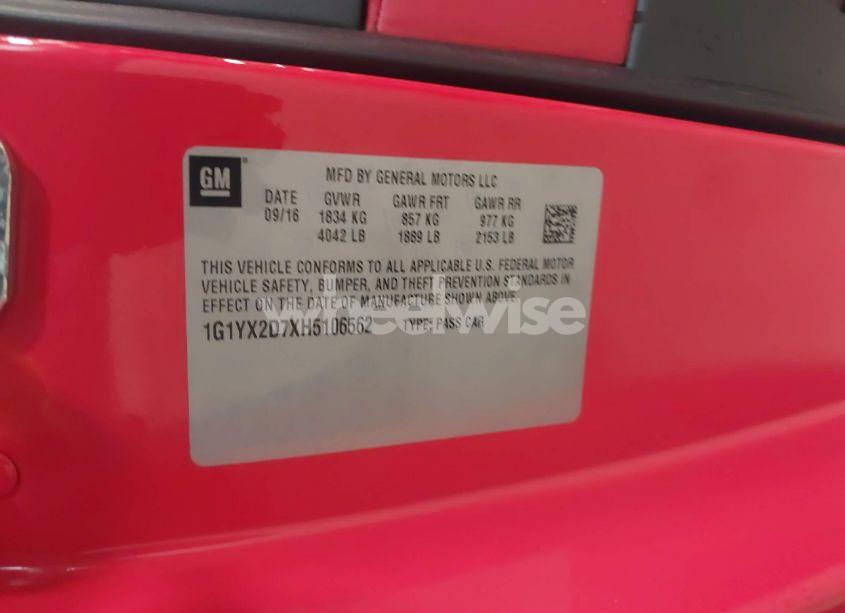 Photo 9 of 2017 Chevrolet Corvette GRAND SPORT (VIN 1G1YX2D7XH5106562)