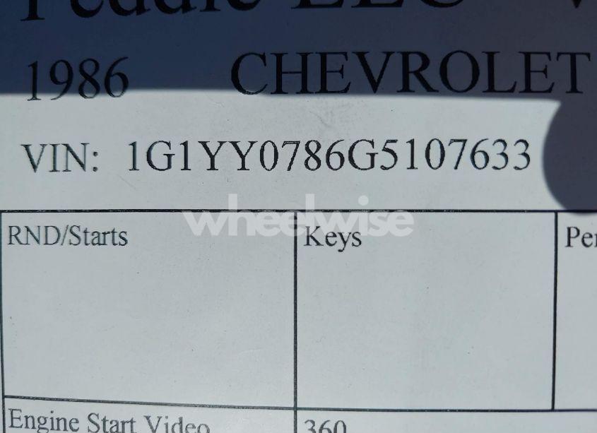 Photo 9 of 1986 Chevrolet Corvette (VIN 1G1YY0786G5107633)