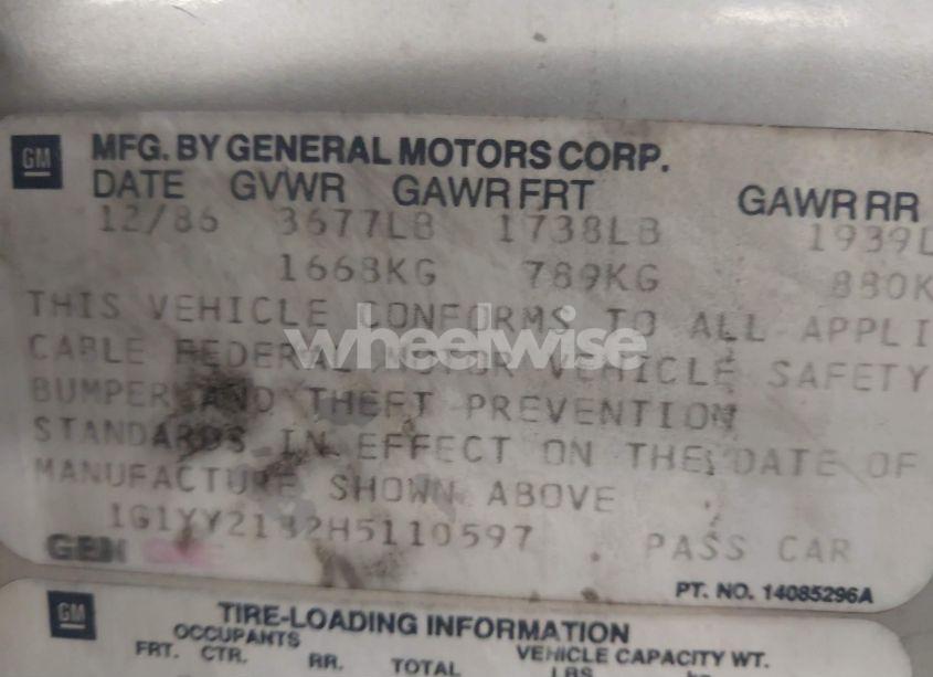 Photo 9 of 1987 Chevrolet Corvette (VIN 1G1YY2182H5110597)