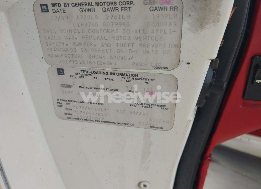 Photo 9 of 1989 Chevrolet Corvette (VIN 1G1YY2183K5124841)