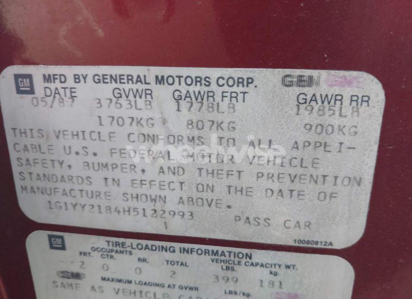 Photo 9 of 1987 Chevrolet Corvette (VIN 1G1YY2184H5122993)