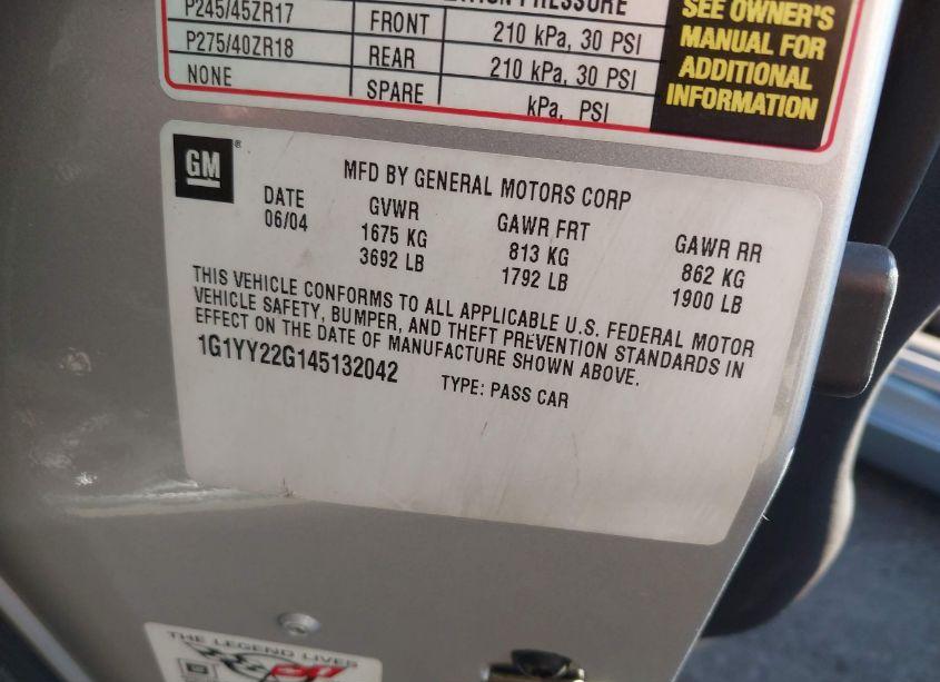 Photo 9 of 2004 Chevrolet Corvette N/A (VIN 1G1YY22G145132042)