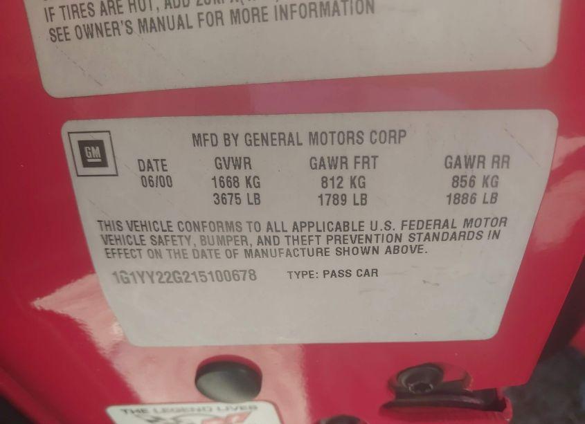 Photo 9 of 2001 Chevrolet Corvette N/A (VIN 1G1YY22G215100678)