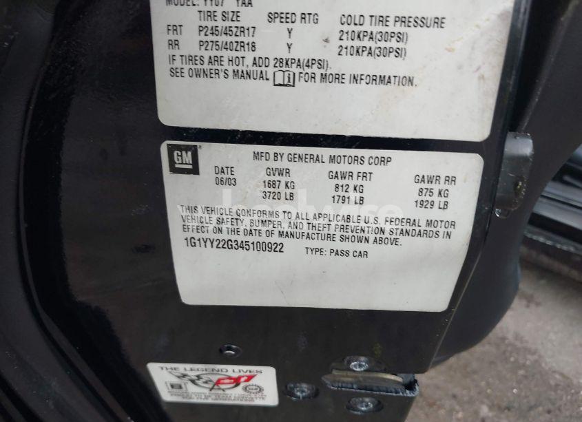 Photo 9 of 2004 Chevrolet Corvette N/A (VIN 1G1YY22G345100922)