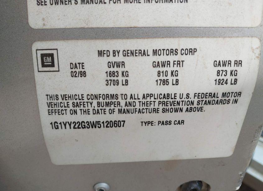 Photo 9 of 1998 Chevrolet Corvette (VIN 1G1YY22G3W5120607)