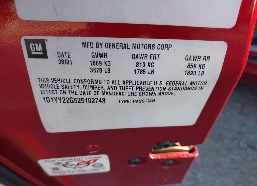 Photo 9 of 2002 Chevrolet Corvette (VIN 1G1YY22G525102748)