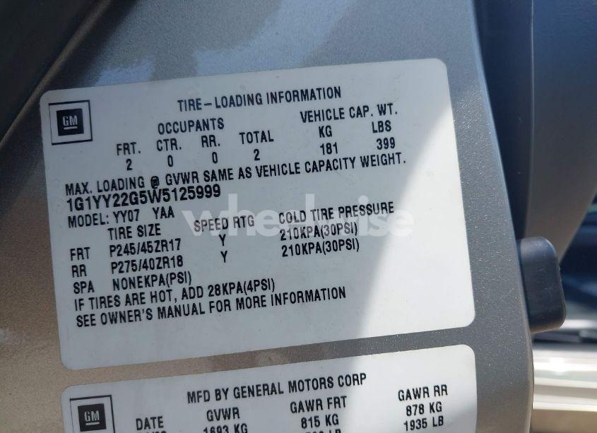 Photo 9 of 1998 Chevrolet Corvette (VIN 1G1YY22G5W5125999)