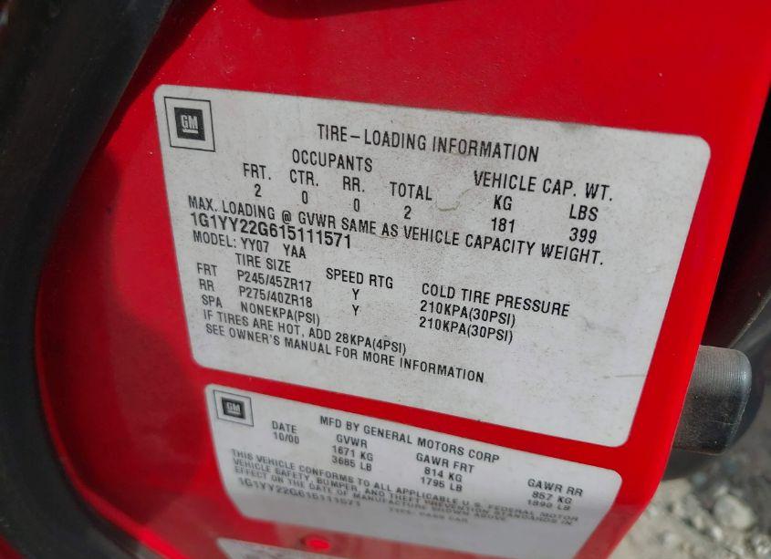 Photo 9 of 2001 Chevrolet Corvette N/A (VIN 1G1YY22G615111571)