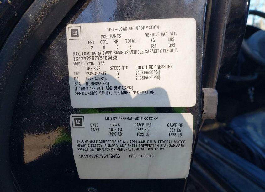 Photo 9 of 2000 Chevrolet Corvette (VIN 1G1YY22G7Y5109483)