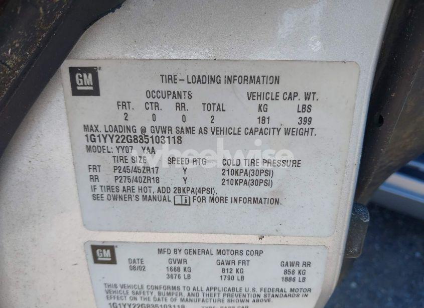 Photo 9 of 2003 Chevrolet Corvette N/A (VIN 1G1YY22G835103118)