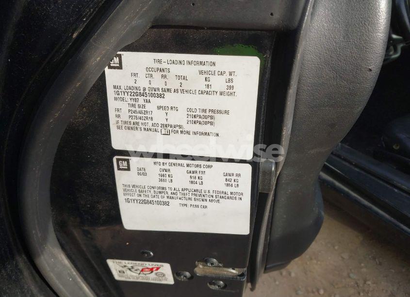 Photo 9 of 2004 Chevrolet Corvette N/A (VIN 1G1YY22G845100382)