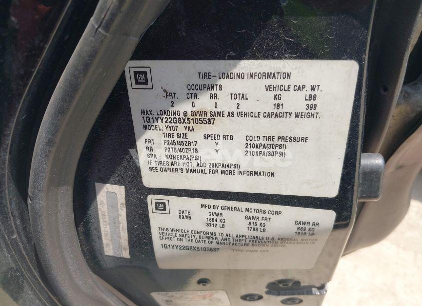 Photo 9 of 1999 Chevrolet Corvette (VIN 1G1YY22G8X5105537)