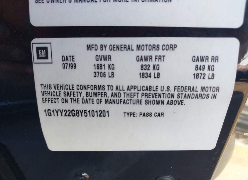 Photo 9 of 2000 Chevrolet Corvette (VIN 1G1YY22G8Y5101201)