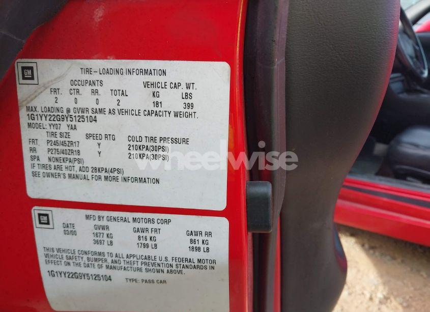 Photo 9 of 2000 Chevrolet Corvette (VIN 1G1YY22G9Y5125104)