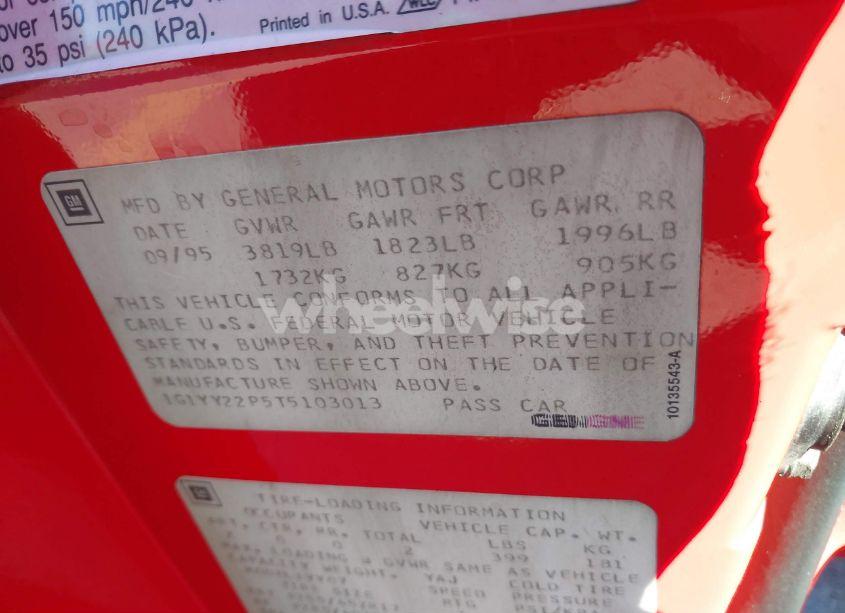 Photo 9 of 1996 Chevrolet Corvette N/A (VIN 1G1YY22P5T5103013)