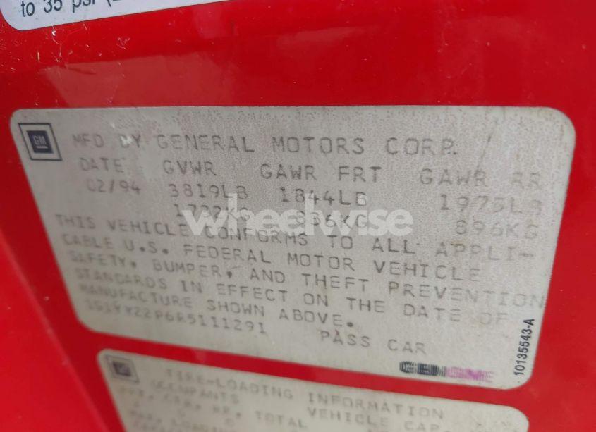 Photo 9 of 1994 Chevrolet Corvette (VIN 1G1YY22P6R5111291)