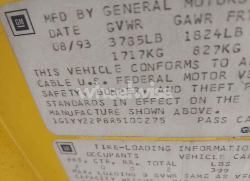 Photo 9 of 1994 Chevrolet Corvette (VIN 1G1YY22P8R5100275)