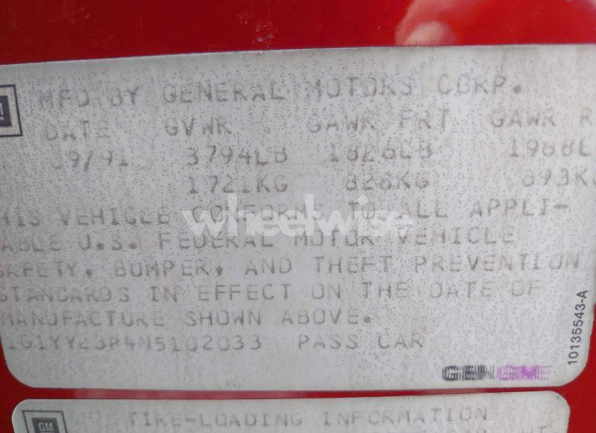 Photo 9 of 1992 Chevrolet Corvette (VIN 1G1YY23P4N5102033)