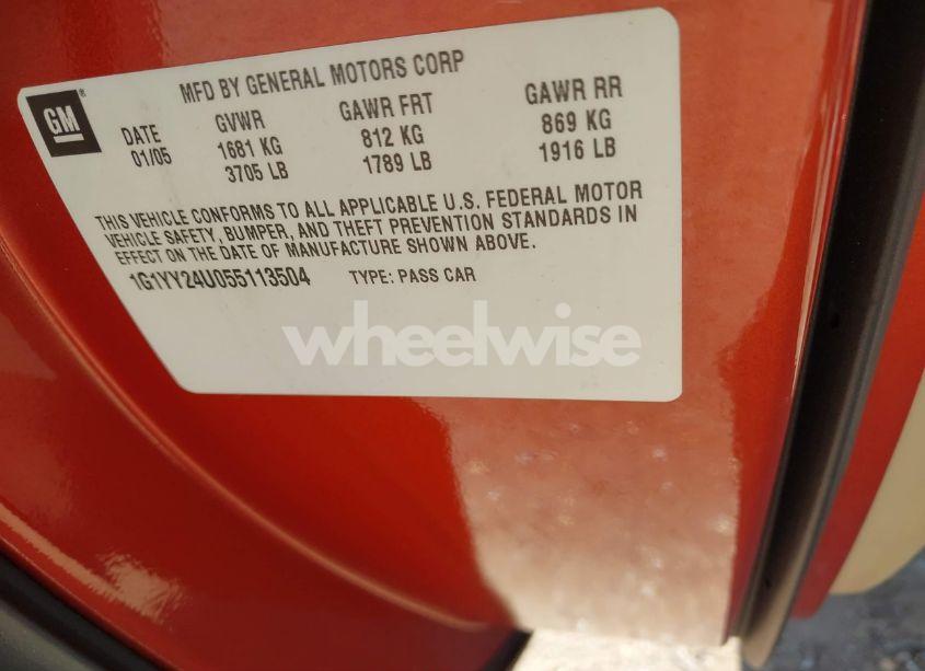 Photo 9 of 2005 Chevrolet Corvette N/A (VIN 1G1YY24U055113504)