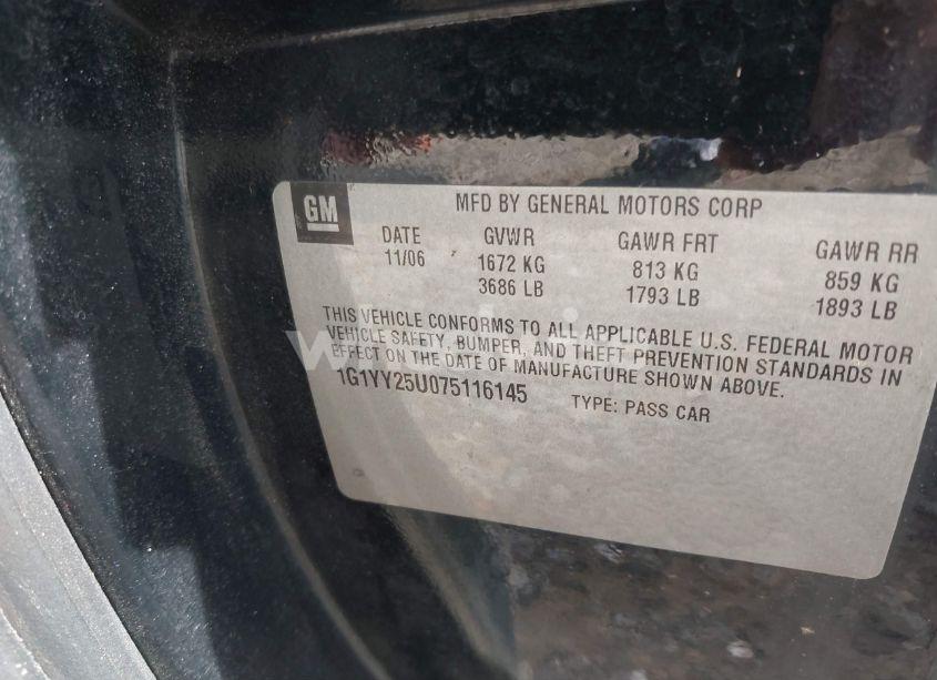 Photo 9 of 2007 Chevrolet Corvette (VIN 1G1YY25U075116145)