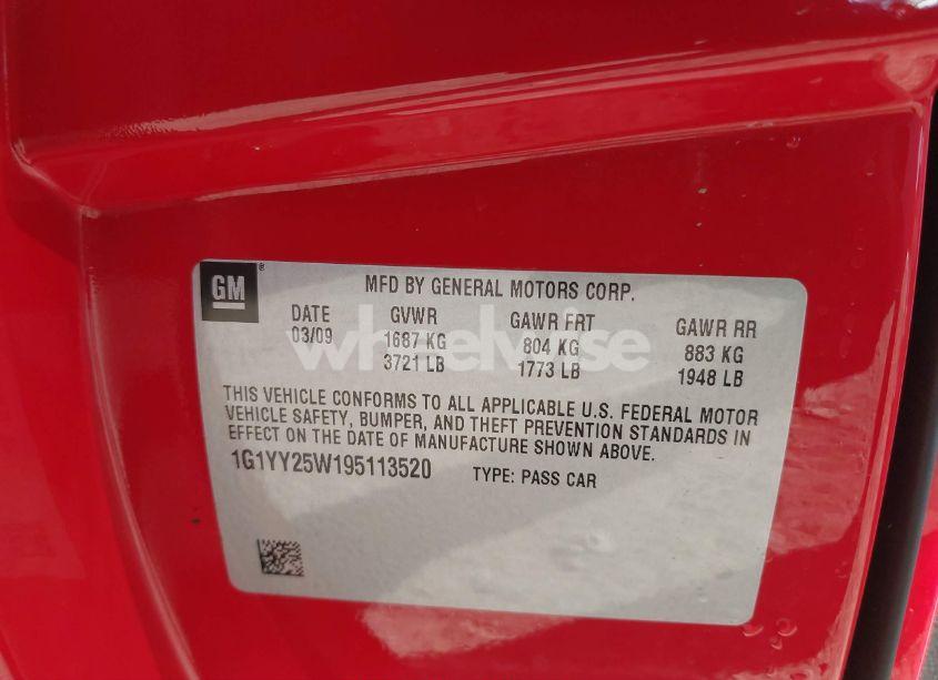 Photo 9 of 2009 Chevrolet Corvette (VIN 1G1YY25W195113520)