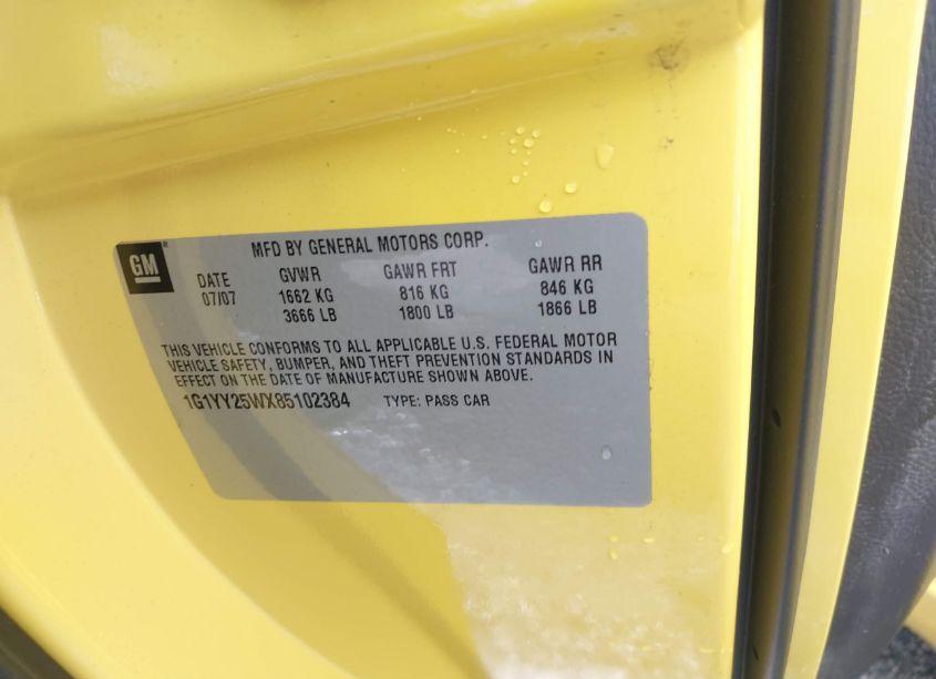 Photo 9 of 2008 Chevrolet Corvette (VIN 1G1YY25WX85102384)