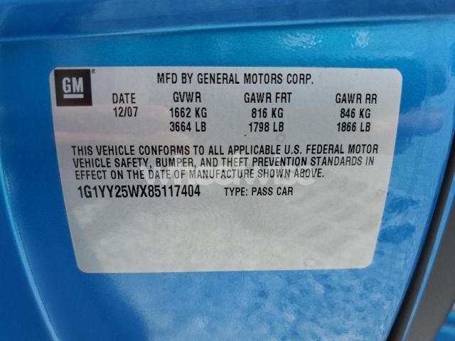 Photo 5 of 2008 CHEVROLET CORVETTE (VIN 1G1YY25WX85117404)