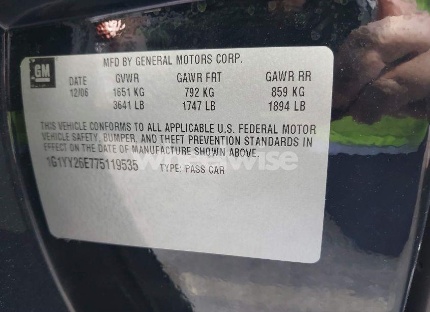 Photo 9 of 2007 Chevrolet Corvette Z06 HARDTOP (VIN 1G1YY26E775119535)