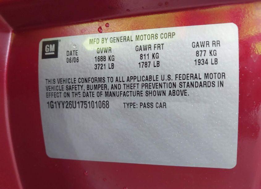 Photo 9 of 2007 Chevrolet Corvette (VIN 1G1YY26U175101068)