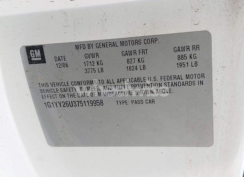 Photo 9 of 2007 Chevrolet Corvette (VIN 1G1YY26U375119958)