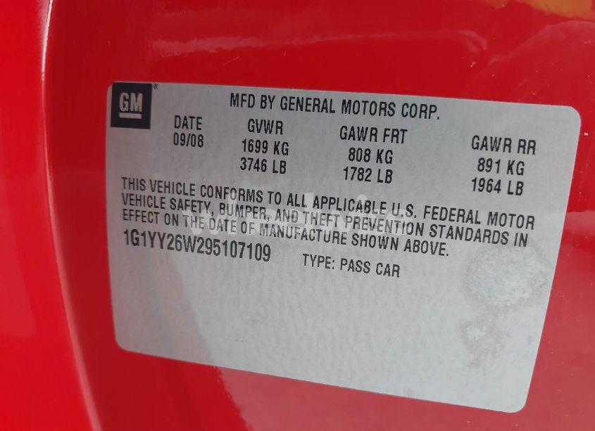 Photo 9 of 2009 Chevrolet Corvette (VIN 1G1YY26W295107109)