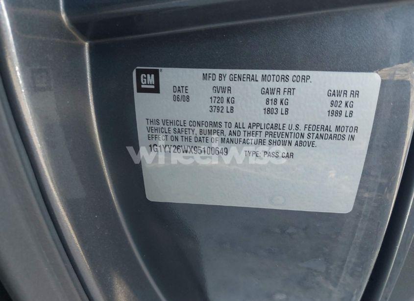 Photo 9 of 2009 Chevrolet Corvette (VIN 1G1YY26WX95100649)