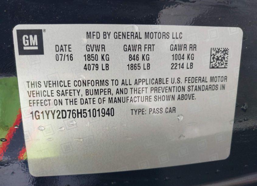 Photo 9 of 2017 Chevrolet Corvette GRAND SPORT (VIN 1G1YY2D76H5101940)