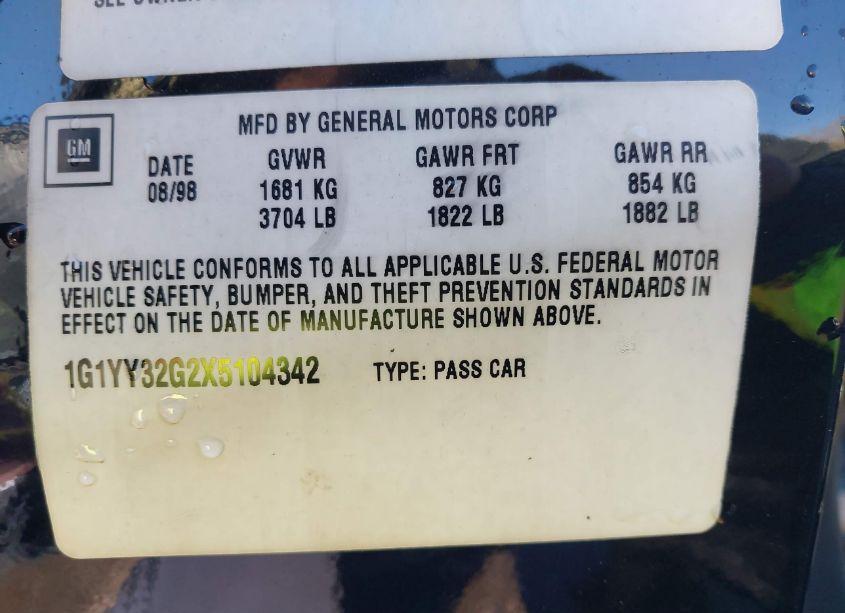 Photo 9 of 1999 Chevrolet Corvette (VIN 1G1YY32G2X5104342)