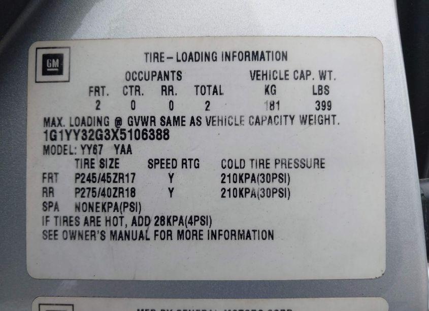 Photo 9 of 1999 Chevrolet Corvette (VIN 1G1YY32G3X5106388)